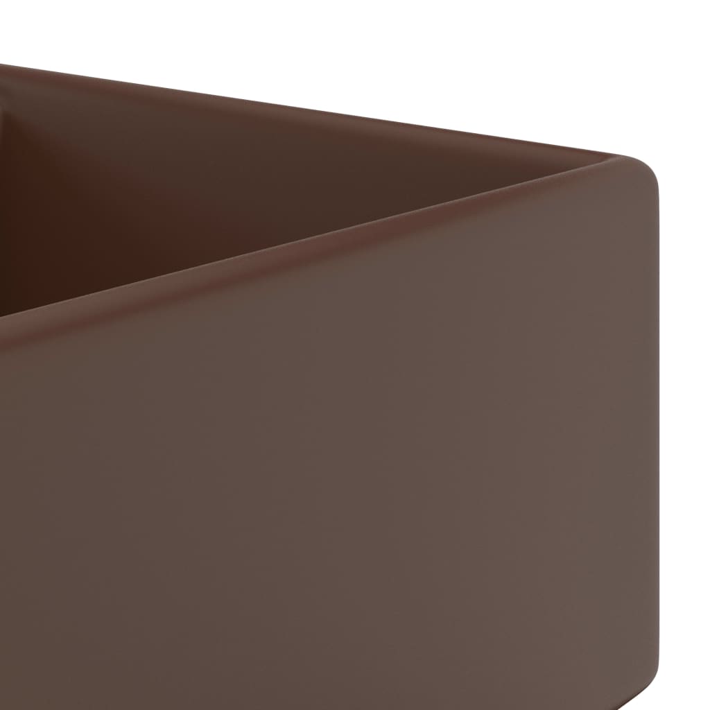 Lavatório luxuoso quadrado 41x41 cm cerâmica castanho mate