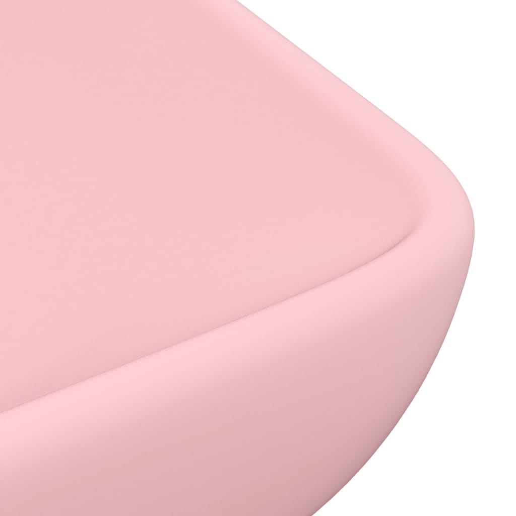 Lavatório luxuoso retangular 71x38 cm cerâmica rosa mate