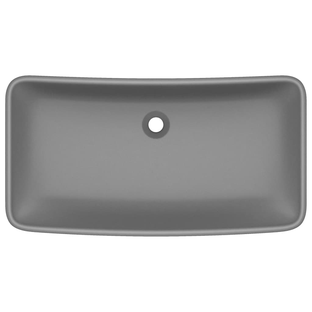 Lavatório luxuoso retangular 71x38cm cerâmica cinza-escuro mate