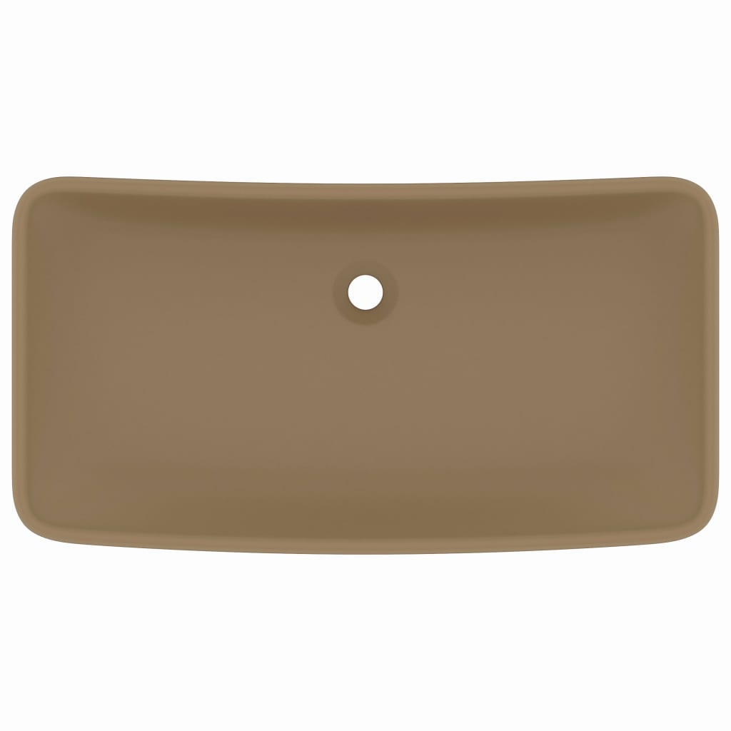 Lavatório luxuoso retangular 71x38 cm cerâmica creme mate