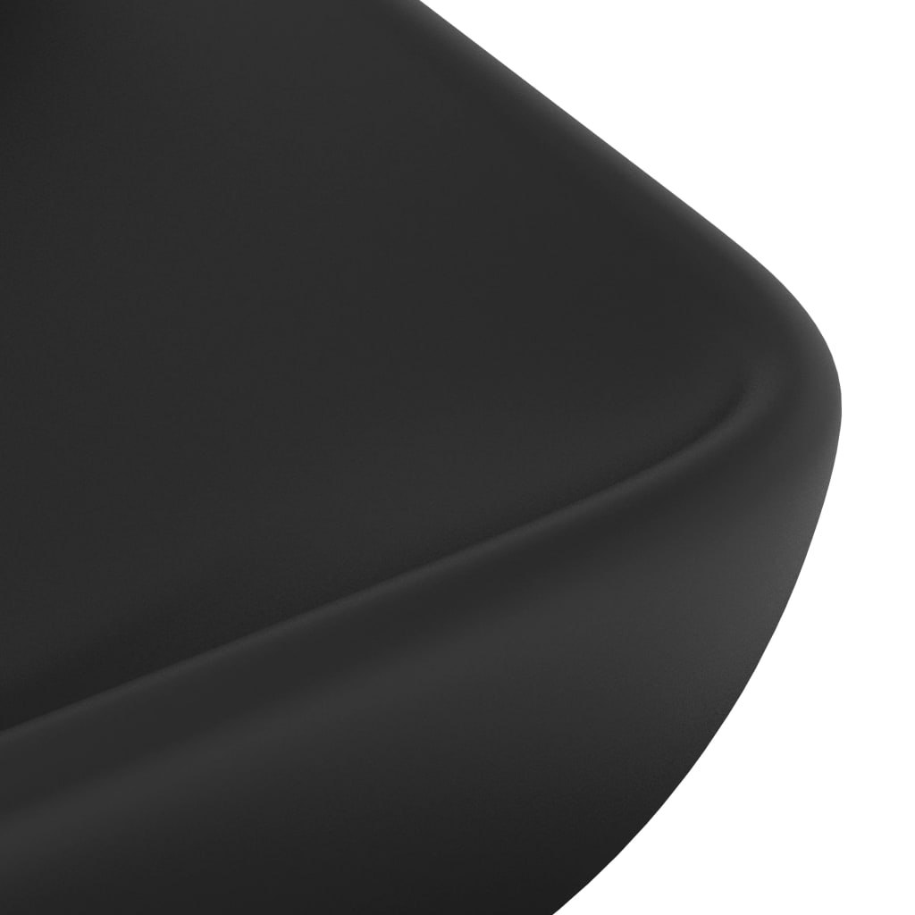Lavatório luxuoso retangular 71x38 cm cerâmica preto mate