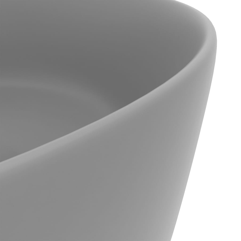 Lavatório luxuoso redondo 40x15 cm cerâmica cinzento-claro mate