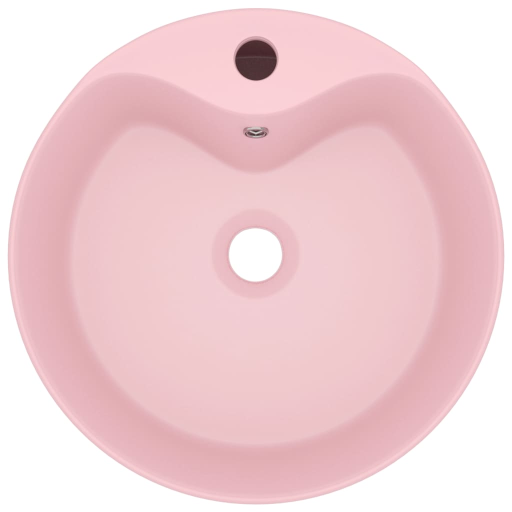 Lavatório com extravasamento 36x13 cm cerâmica rosa mate