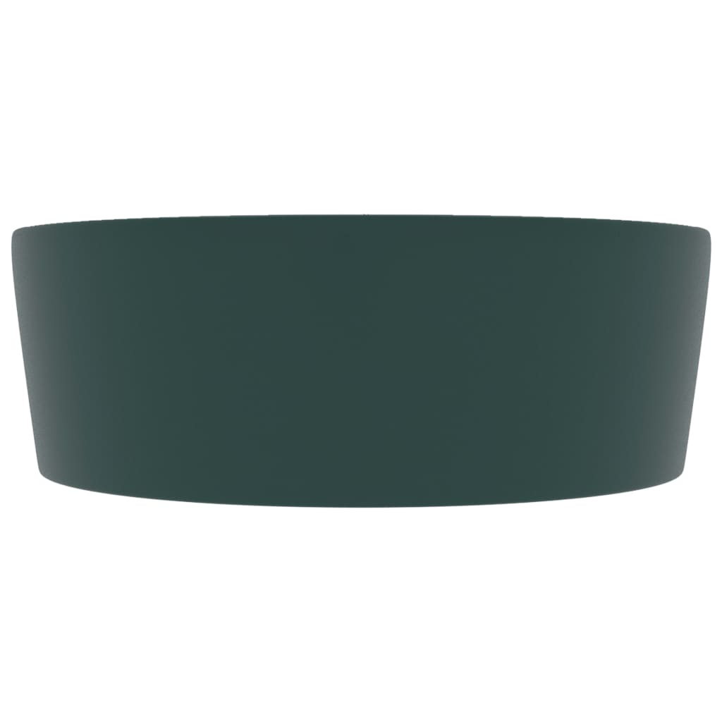 Lavatório c/ extravasamento 36x13cm cerâmica verde-escuro mate