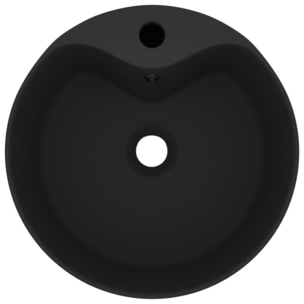 Lavatório com extravasamento 36x13 cm cerâmica preto mate
