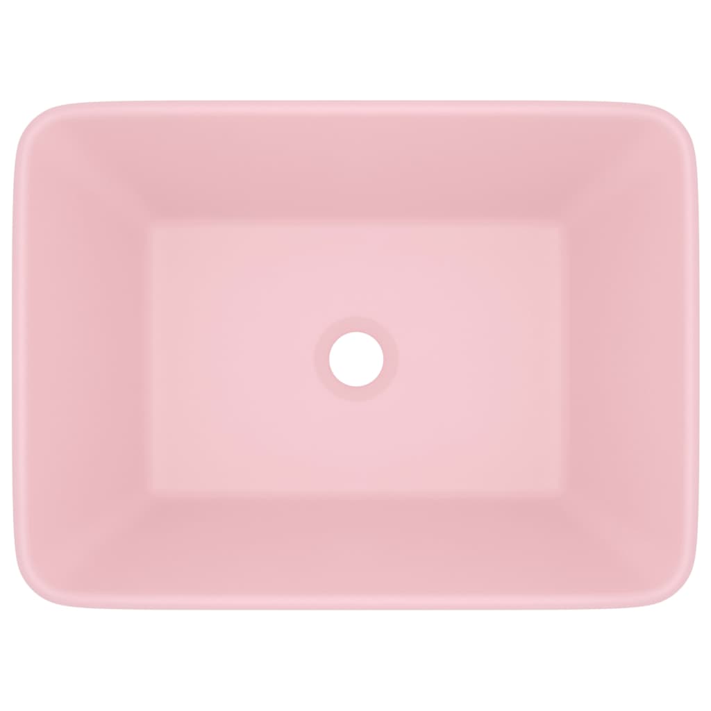Lavatório luxuoso 41x30x12 cm cerâmica rosa mate