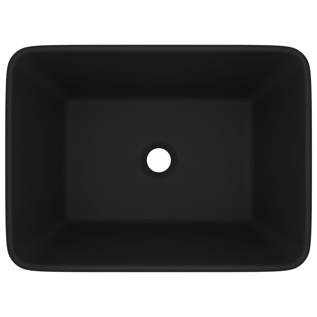 Lavatório luxuoso 41x30x12 cm cerâmica preto mate