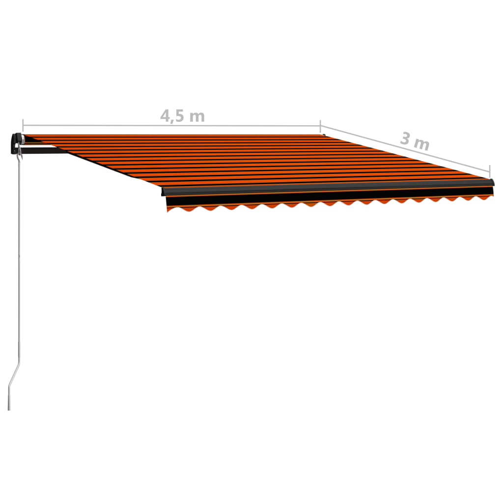 Toldo retrátil manual 450x300 cm laranja e castanho