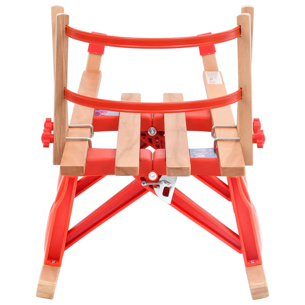 Trenó de neve dobrável com encosto 119 cm madeira