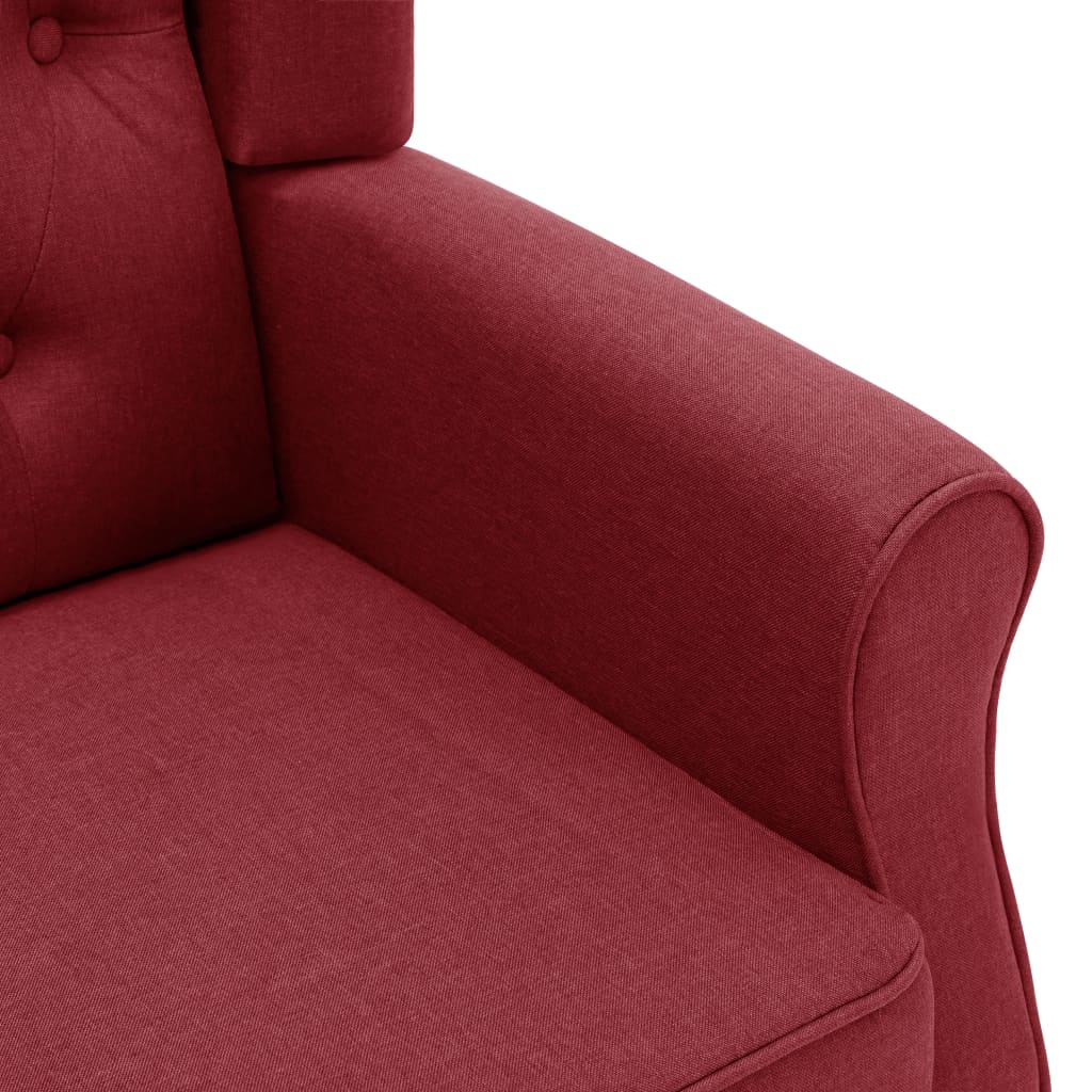 Poltrona de massagens com apoio de pés tecido vermelho tinto