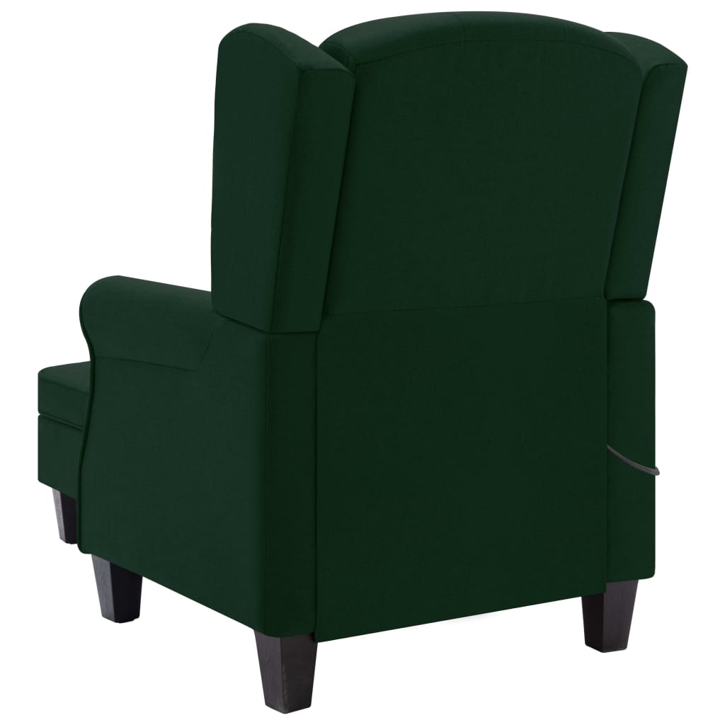 Poltrona de massagens com apoio de pés tecido verde-escuro