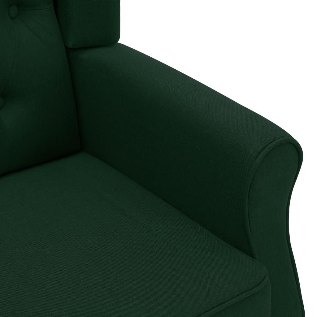 Poltrona de massagens com apoio de pés tecido verde-escuro