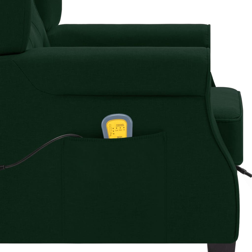 Poltrona de massagens com apoio de pés tecido verde-escuro