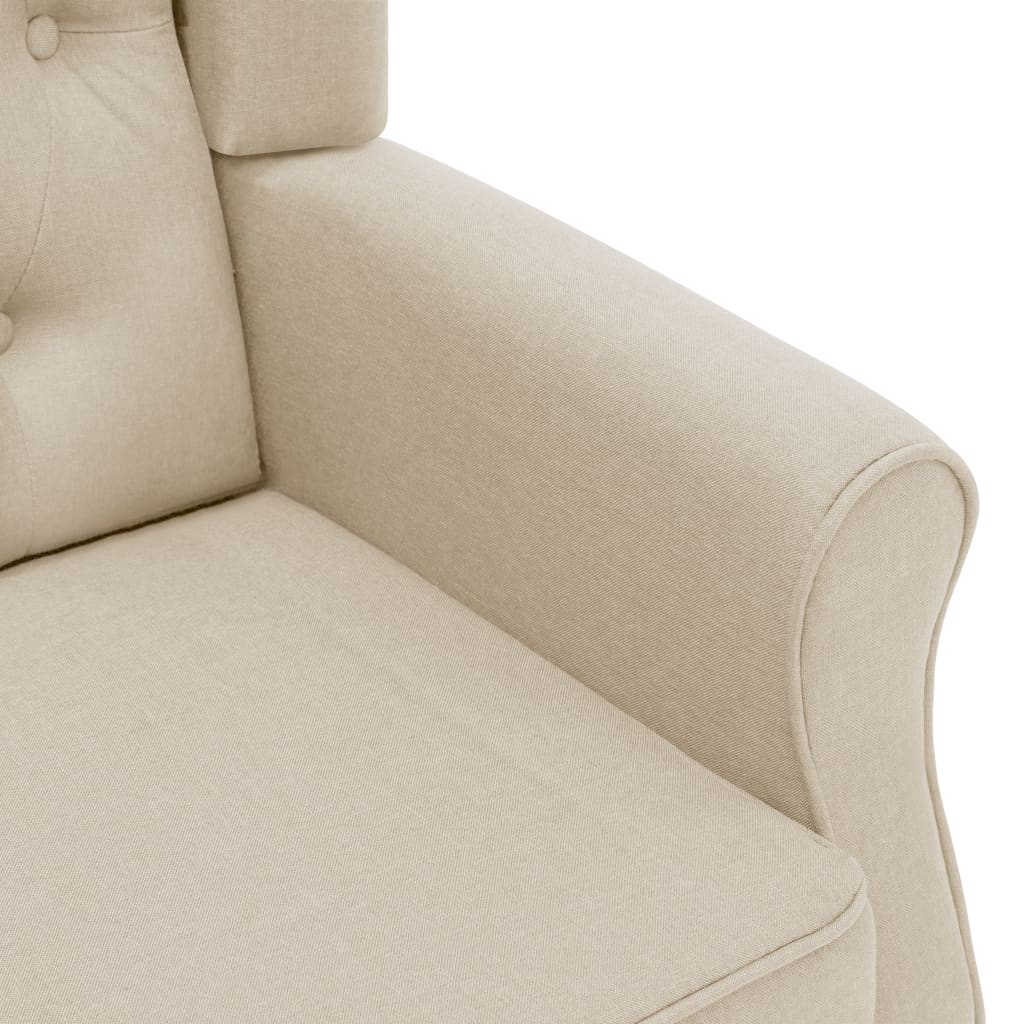 Poltrona de massagens com apoio de pés tecido cor creme