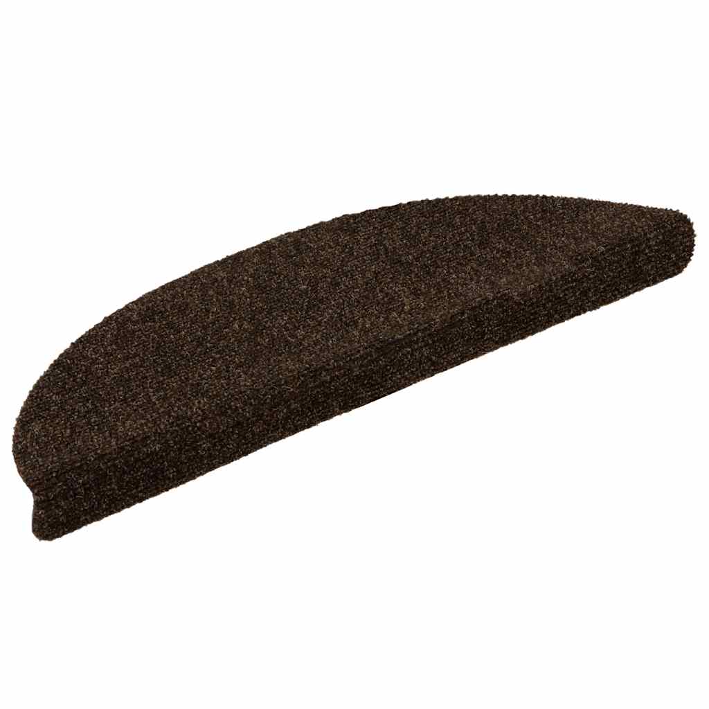 Tapetes de escada autoadesivos 15 peças 56x17x3 cm marrom semicircular