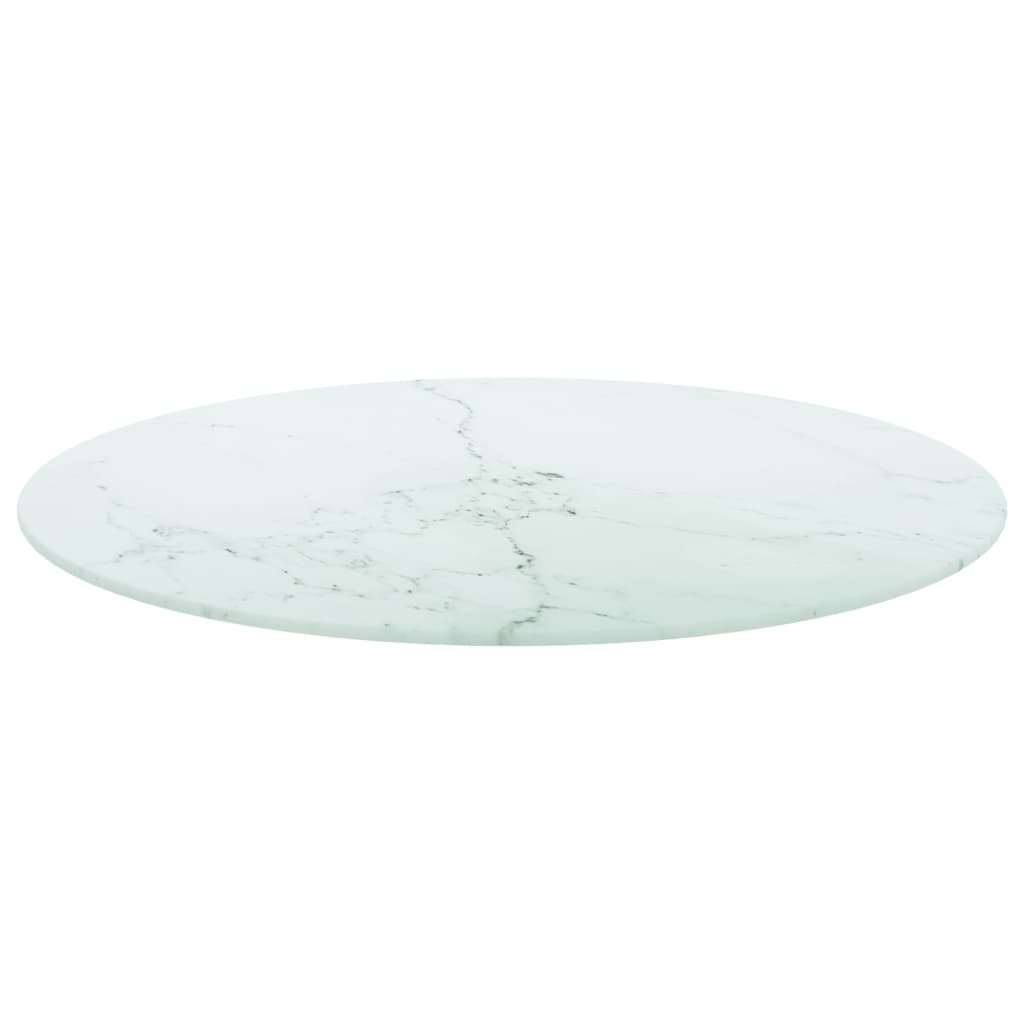 Tampo mesa Ø60x0,8 cm vidro temperado design mármore branco