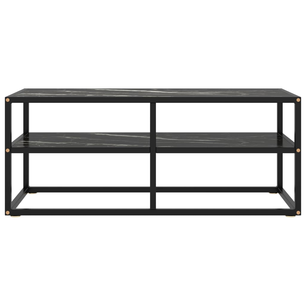 Móvel de TV 100x40x40 cm vidro mármore preto