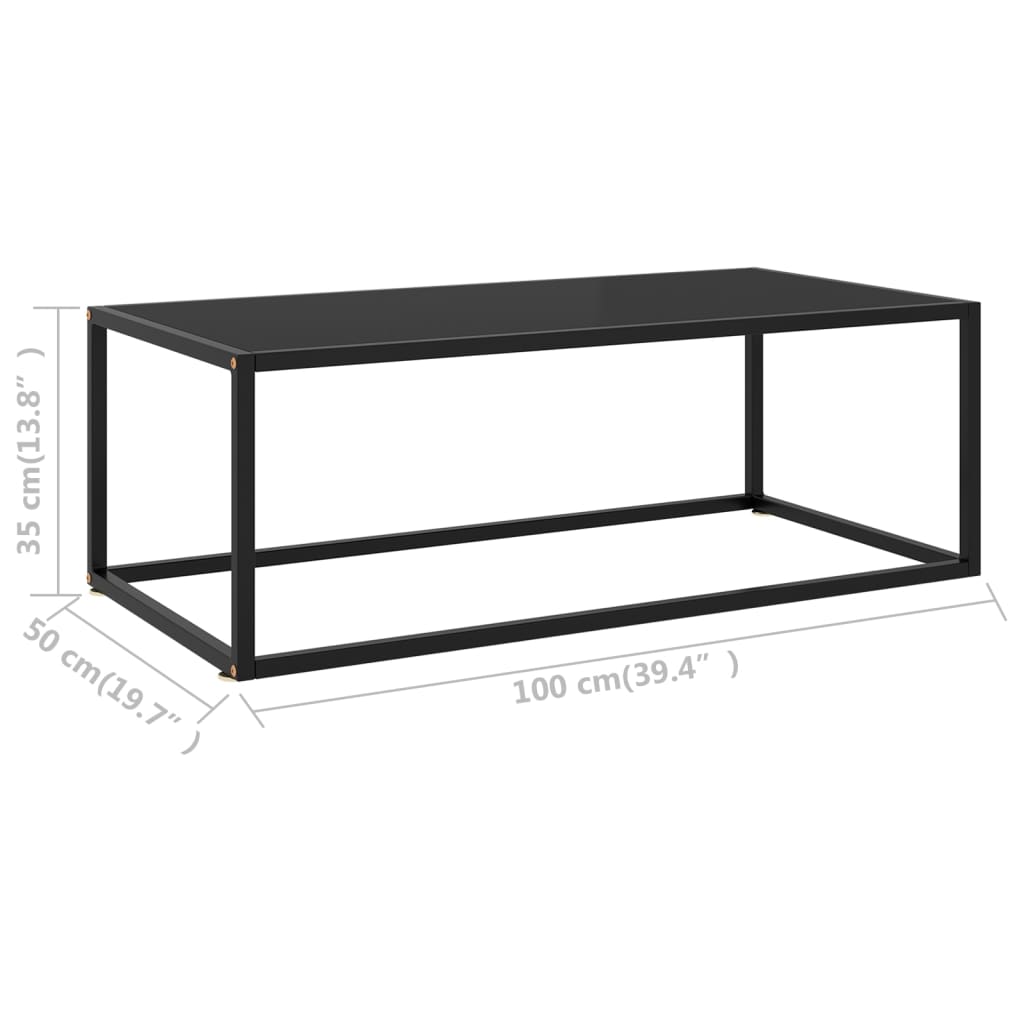 Mesa de centro 100x50x35 cm vidro preto
