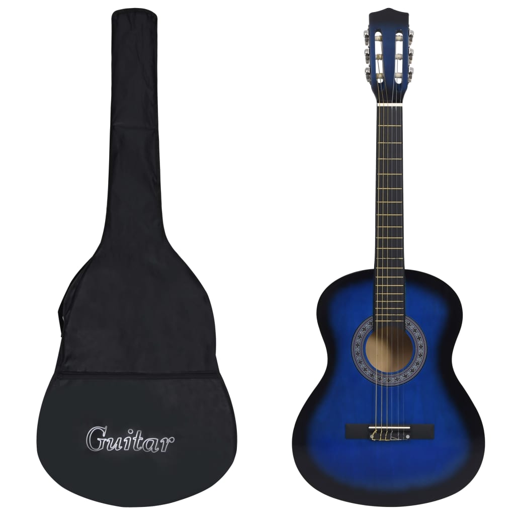 Guitarra clássica para iniciantes com saco 3/4 36" azul