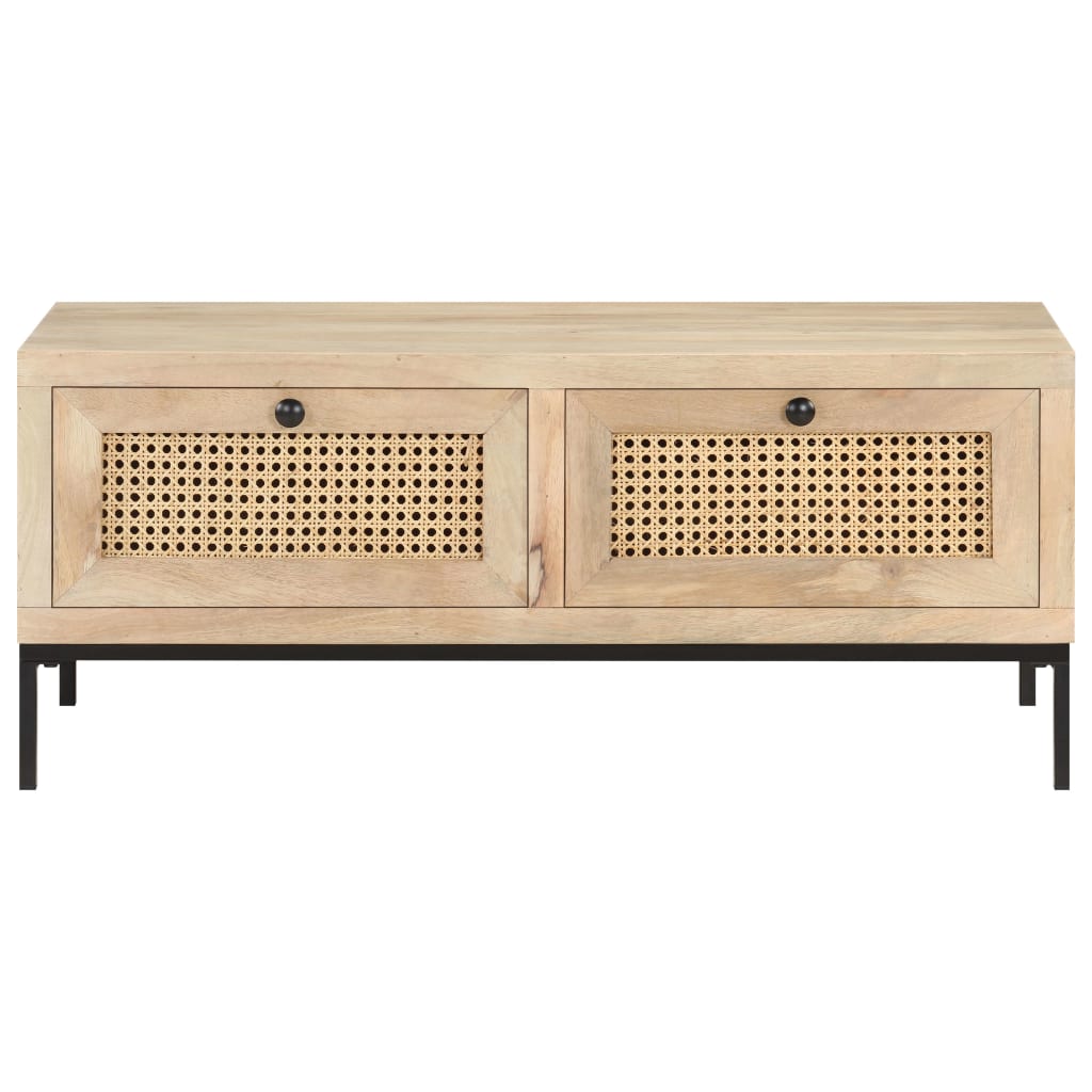 Mesa de centro 90x50x37 cm mangueira maciça e palhinha natural