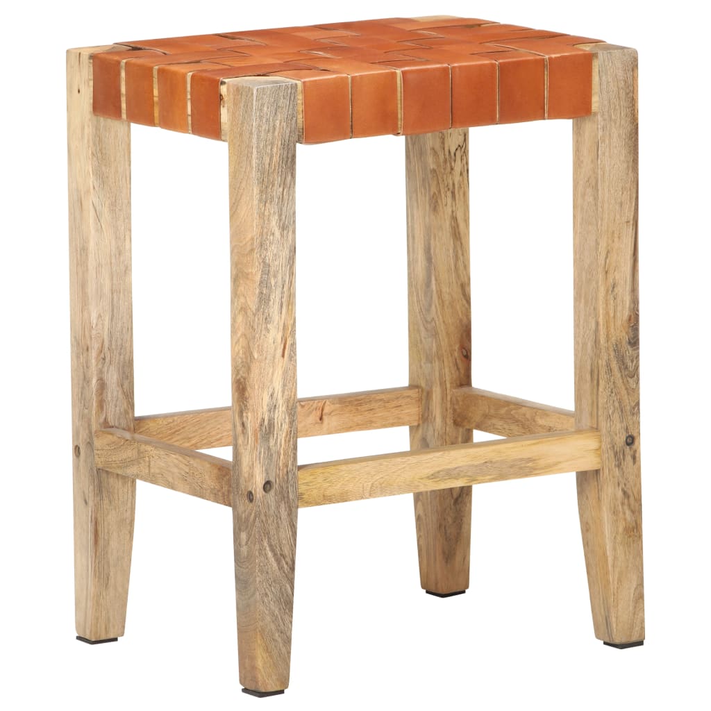 Bancos de bar 2 pcs couro genuíno 60 cm castanho