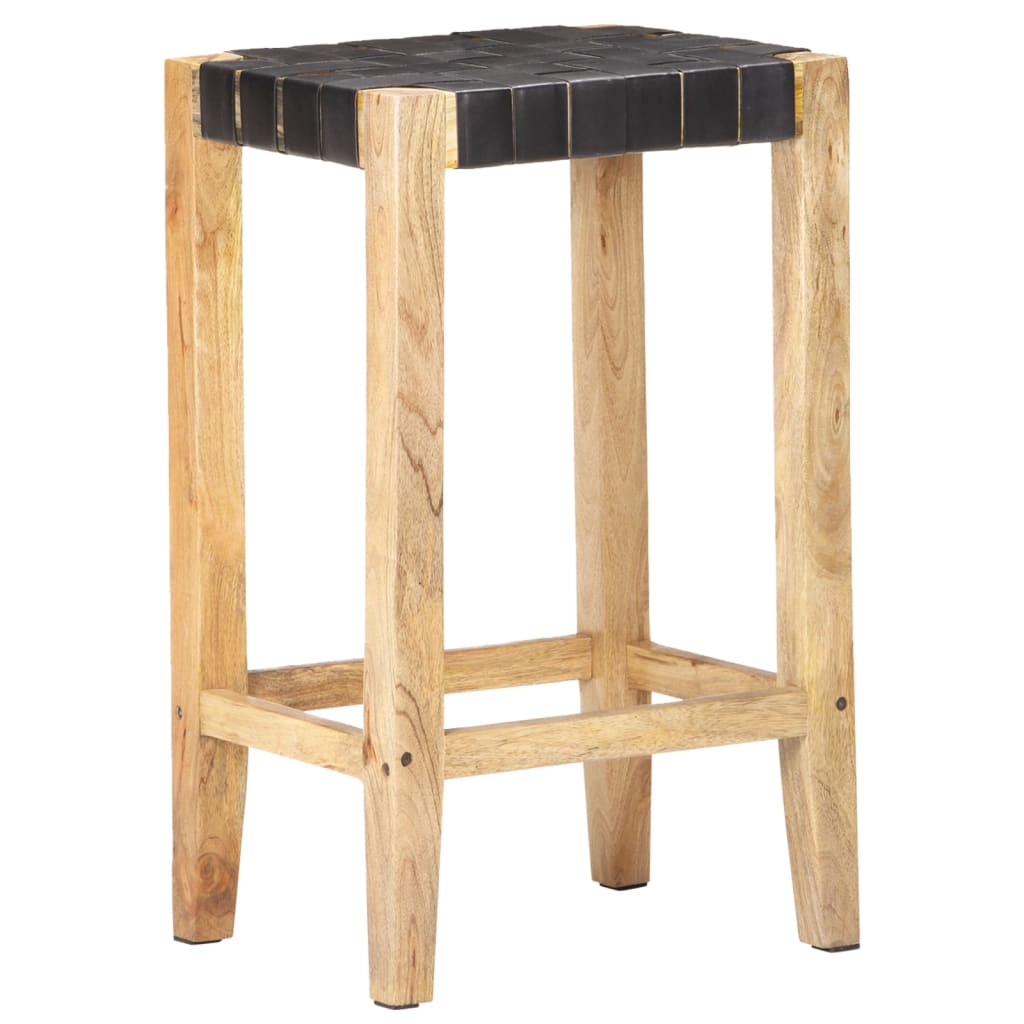 Bancos de bar 2 pcs 75 cm couro genuíno preto