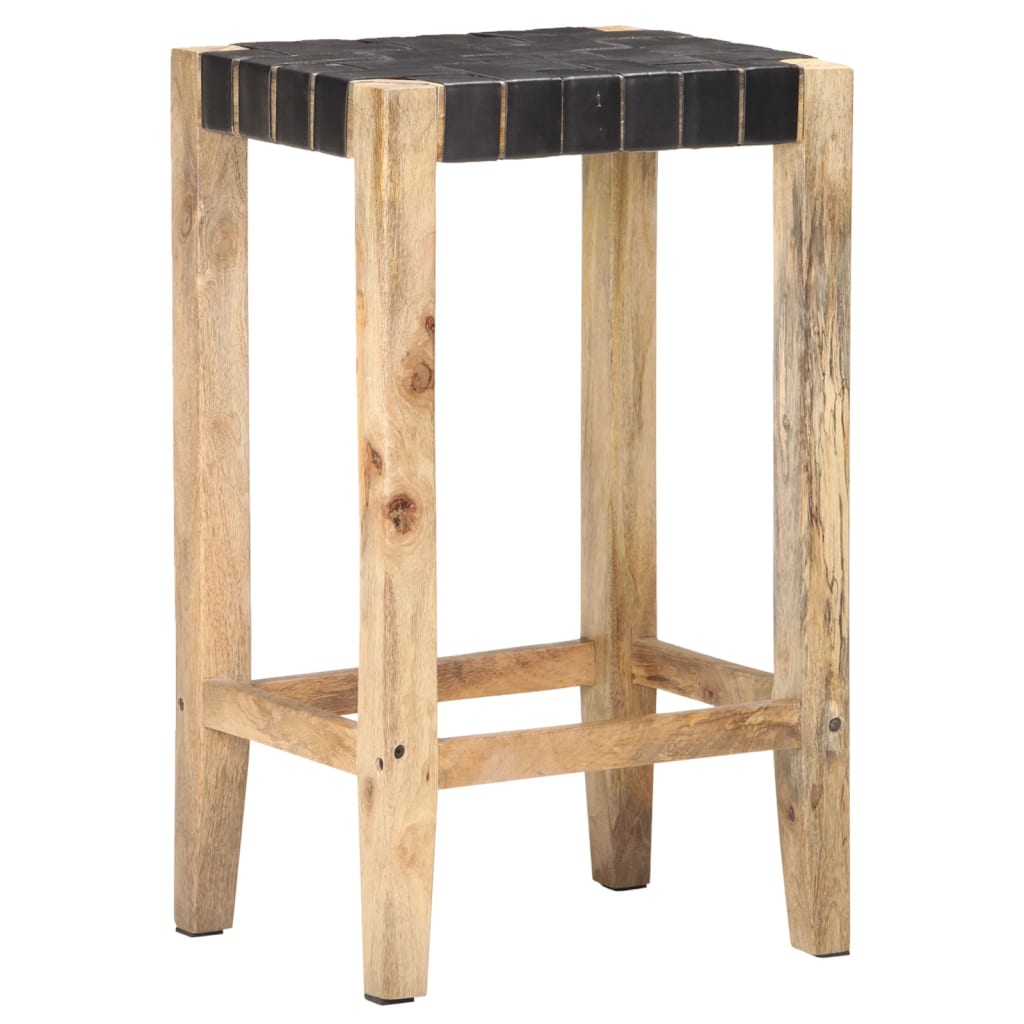 Bancos de bar 2 pcs 75 cm couro genuíno preto