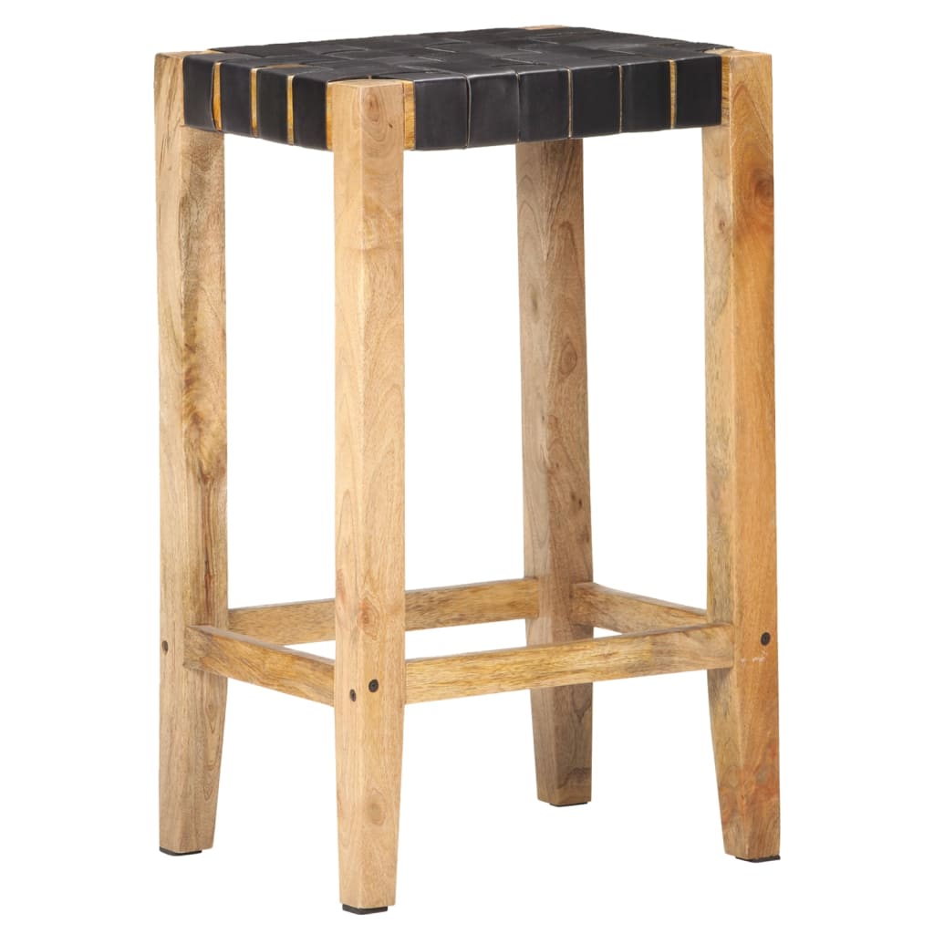 Bancos de bar 2 pcs 75 cm couro genuíno preto