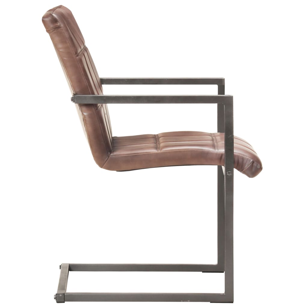 Cadeiras jantar cantilever 2 pcs couro genuíno castanho velho