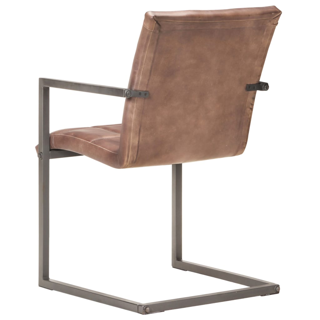 Cadeiras jantar cantilever 2 pcs couro genuíno castanho velho