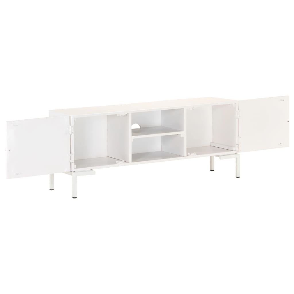 Móvel de TV 115x30x46 cm madeira de mangueira maciça branco