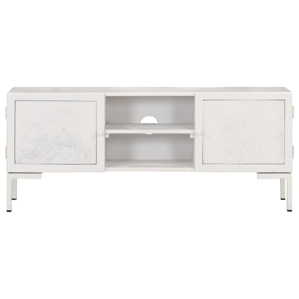 Móvel de TV 115x30x46 cm madeira de mangueira maciça branco