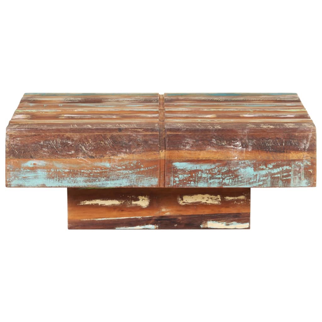 Mesa de centro 80x80x28 cm madeira recuperada maciça