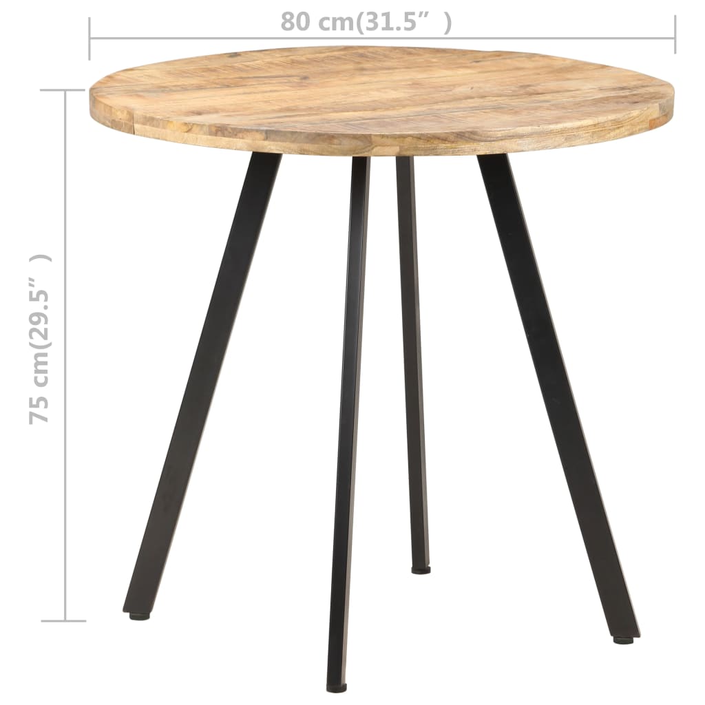 Mesa de jantar 80 cm madeira de mangueira áspera