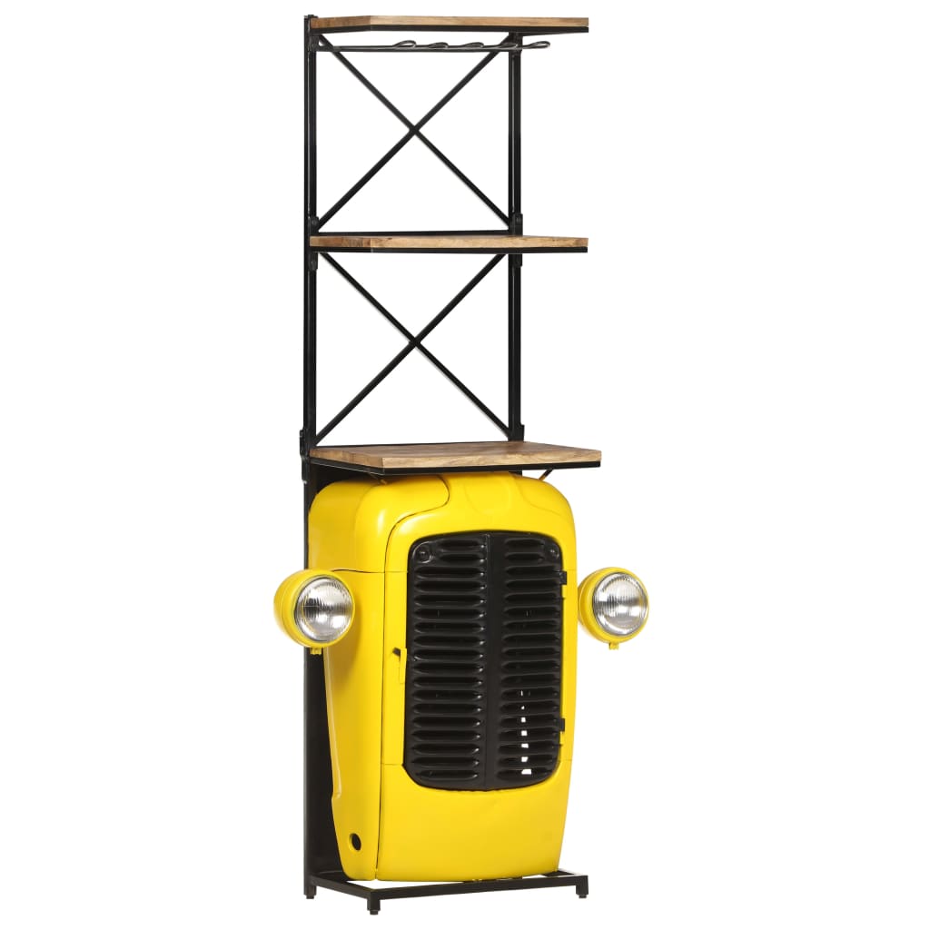 Garrafeira trator 49x31x172 cm madeira mangueira maciça amarelo