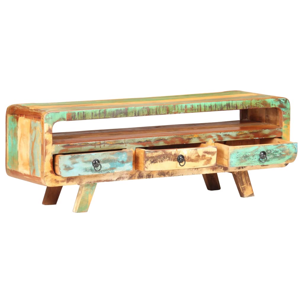 Móvel de TV 117x30x41 cm madeira recuperada maciça