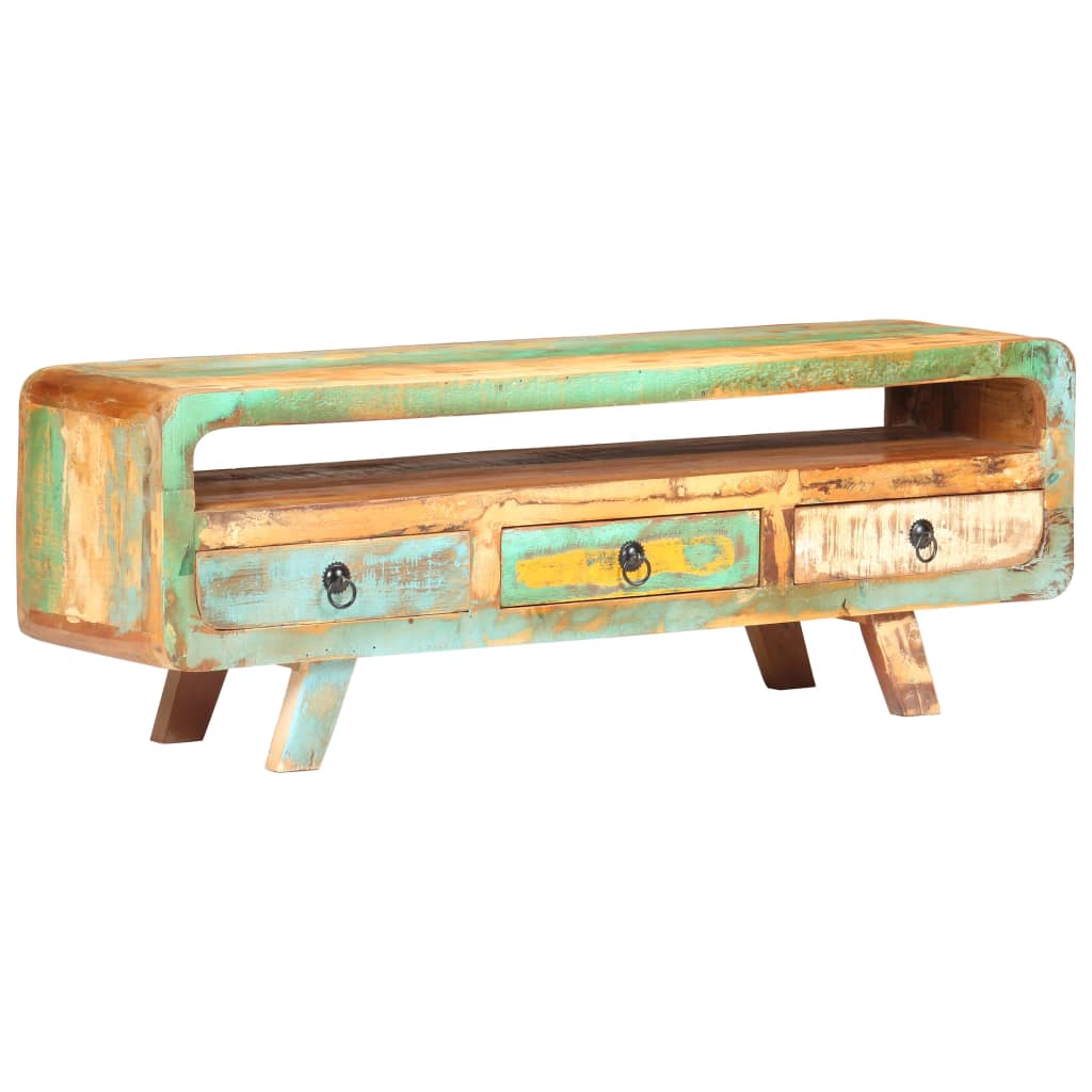 Móvel de TV 117x30x41 cm madeira recuperada maciça