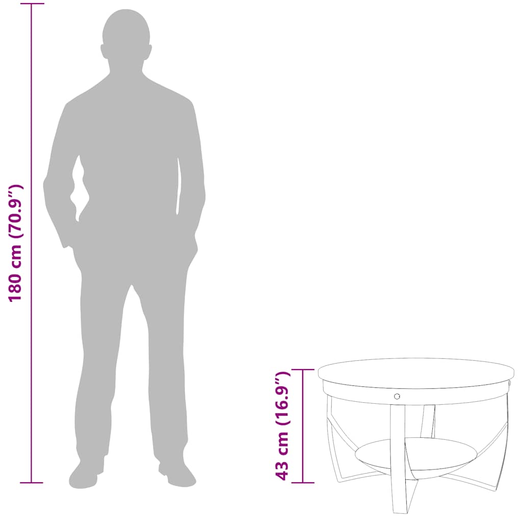 Mesa de centro Ø68x43 cm madeira de acácia maciça