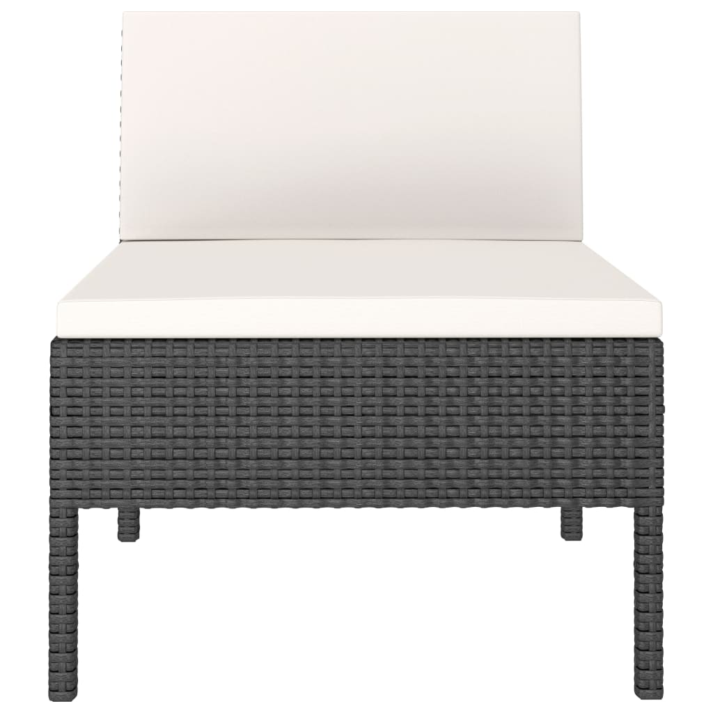 Cadeiras de jardim com almofadões 3 pcs vime PE cinzento