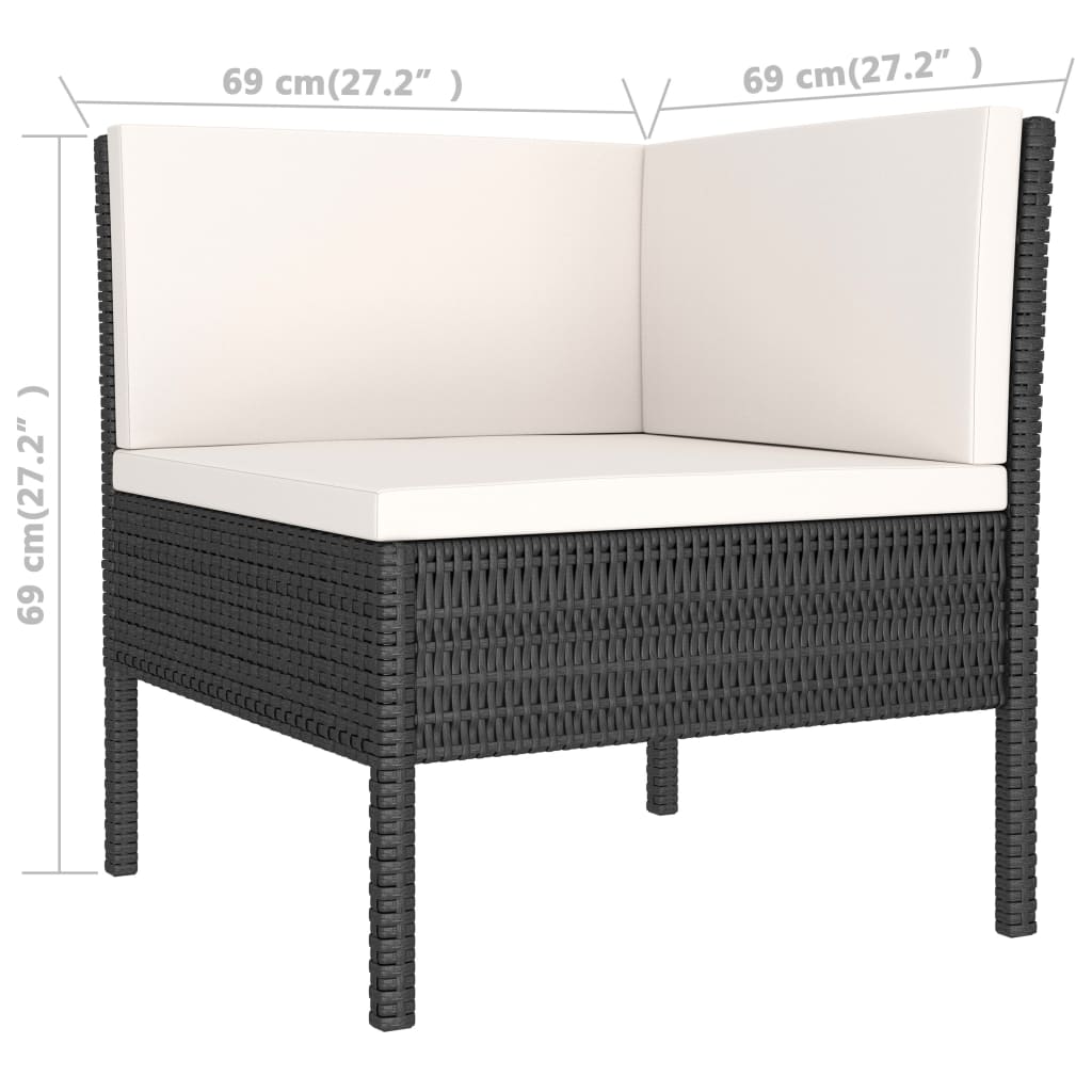 2 pcs conjunto lounge de jardim c/ almofadões vime PE cinzento