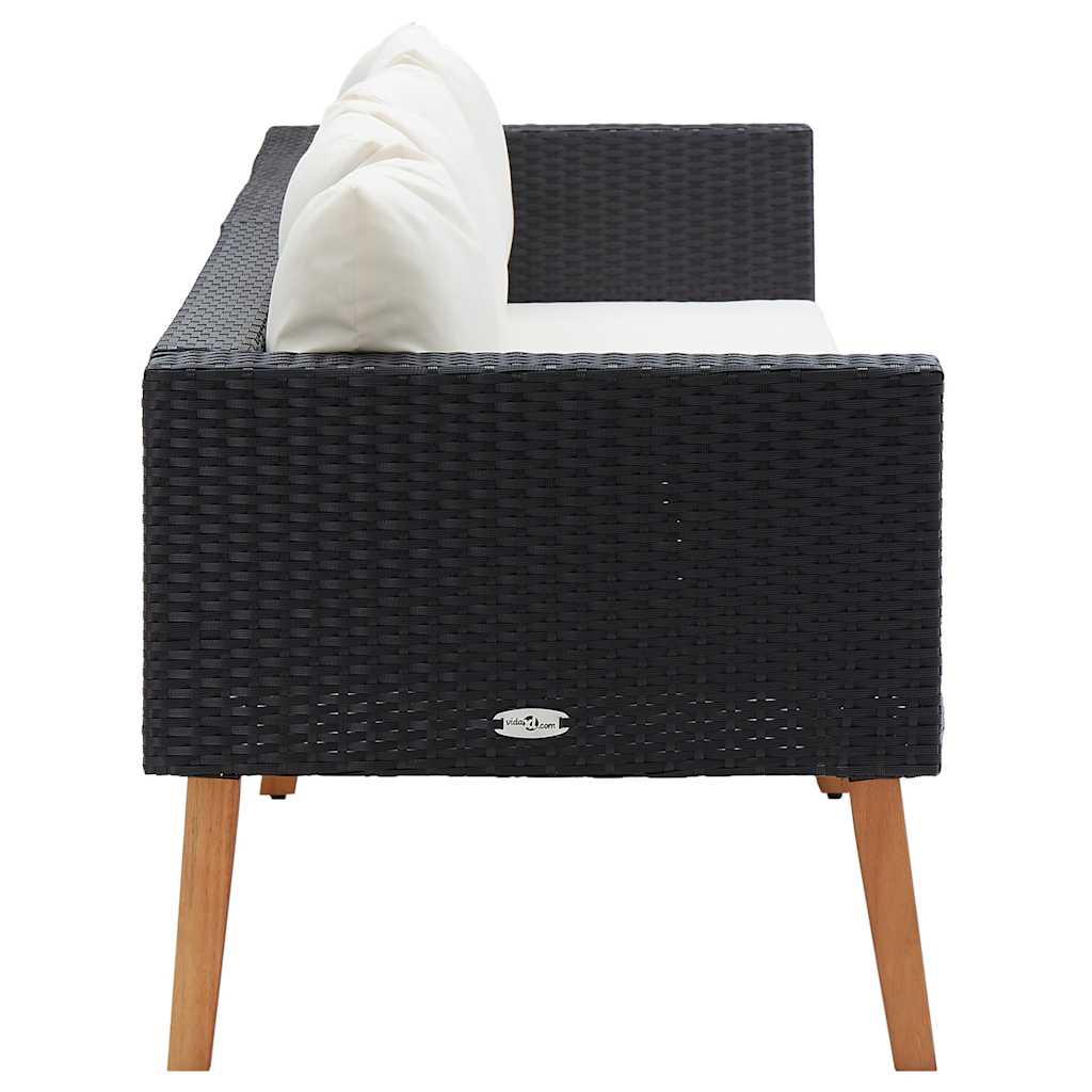 Sofá de jardim 3 lugares com almofadões vime PE bege