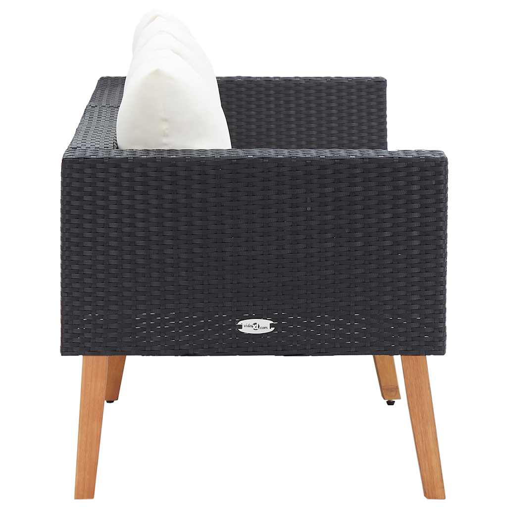 Sofá de jardim 2 lugares com almofadões vime PE bege