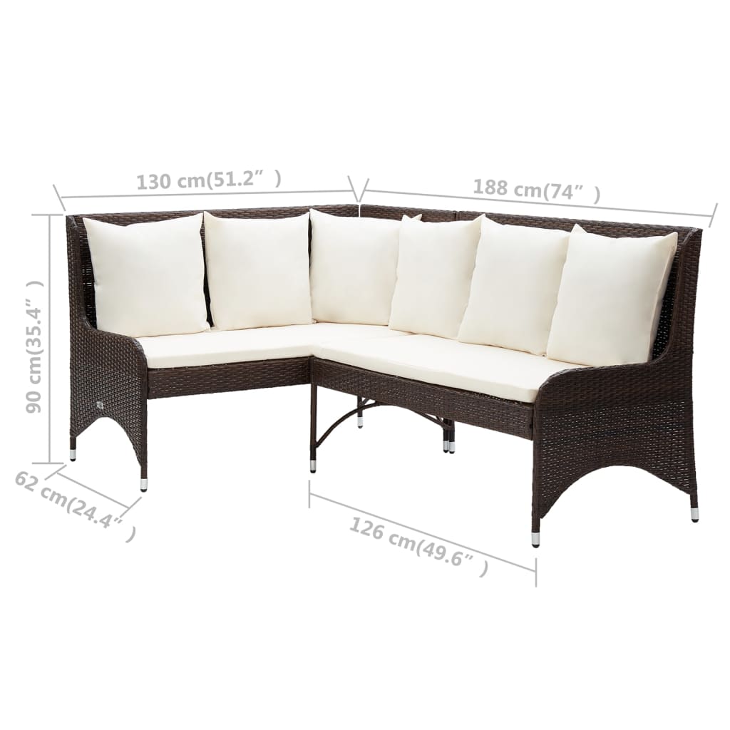 Sofás de canto para jardim 2 pcs vime PE cinzento