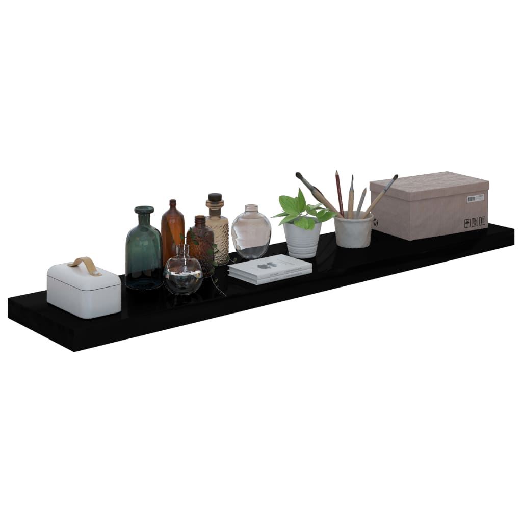 Prateleira de parede suspensa 120x23,5x3,8 cm MDF preto