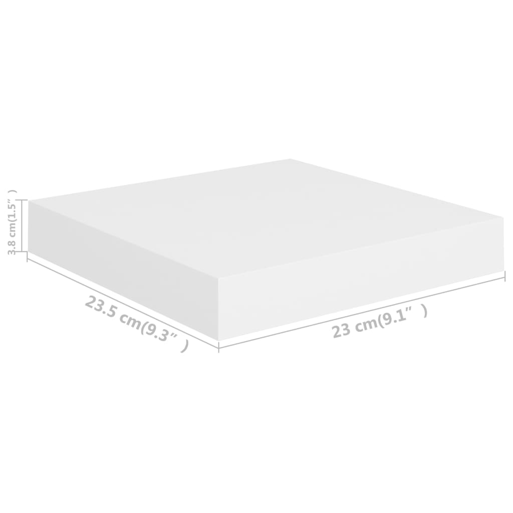 Prateleiras de parede suspensas 2 pcs 23x23,5x3,8cm MDF branco