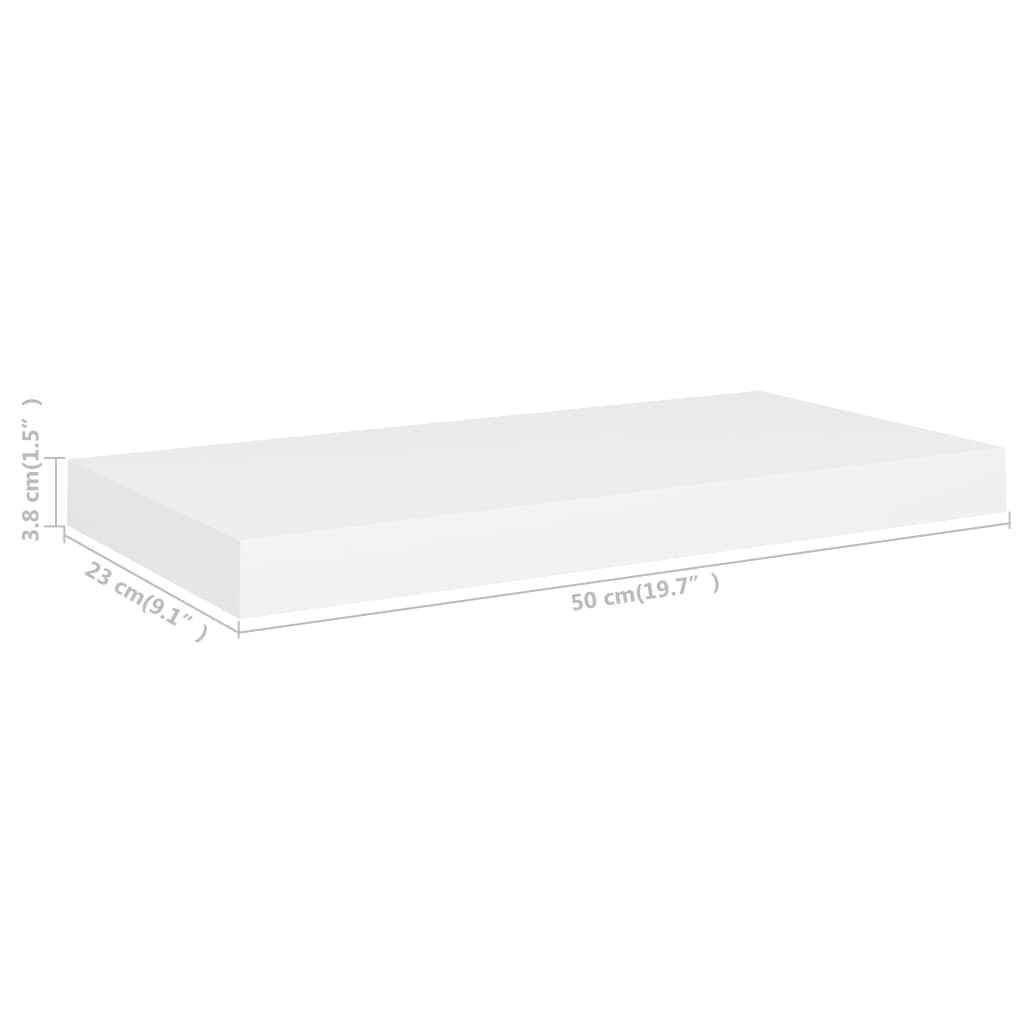 Prateleiras de parede suspensas 4 pcs 50x23x3,8cm MDF branco