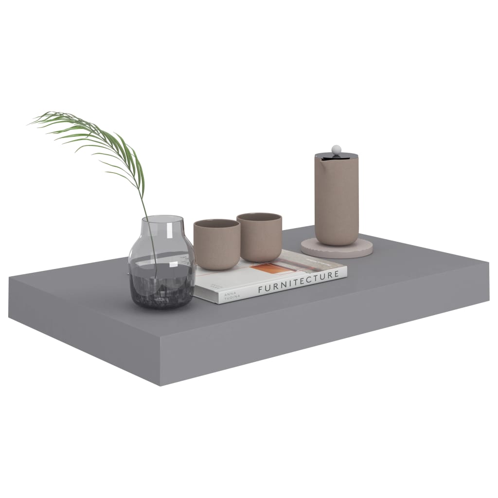 Prateleiras de parede suspensas 2 pcs 40x23x3,8cm MDF cinza