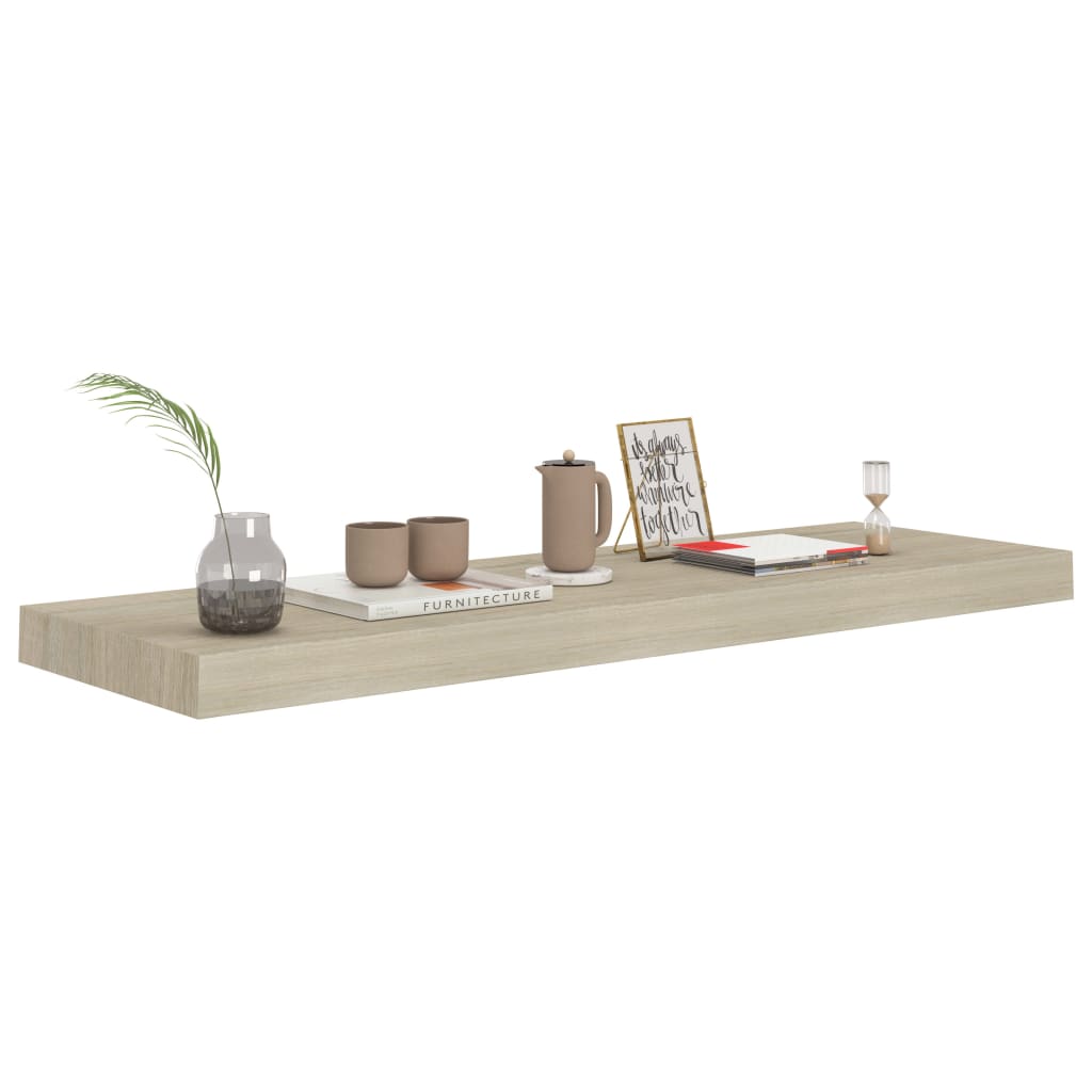 Prateleiras parede suspensas 2 pcs 80x23,5x3,8cm MDF carvalho