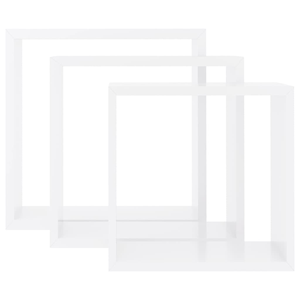 Prateleiras de parede em forma de cubo 3 pcs MDF branco