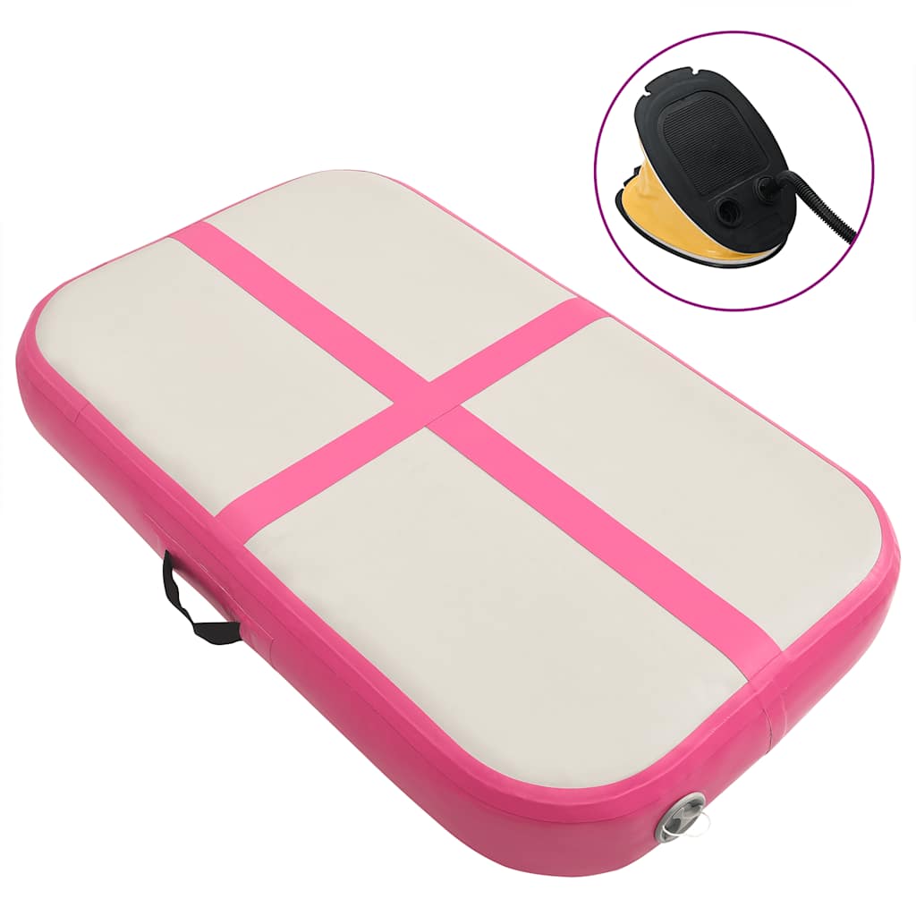 Colchão de ginástica insuflável c/ bomba 60x100x10 cm PVC rosa